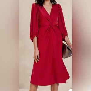 Banana republic red satin dress nwt